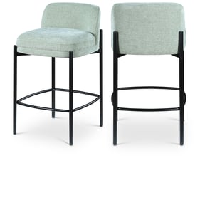 2 Meridian Furniture Burton Mint Fabric Stools