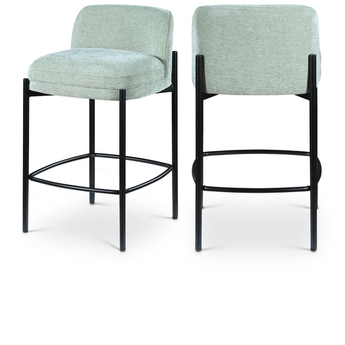 2 Meridian Furniture Burton Mint Fabric Stools MRD-429MINT-C