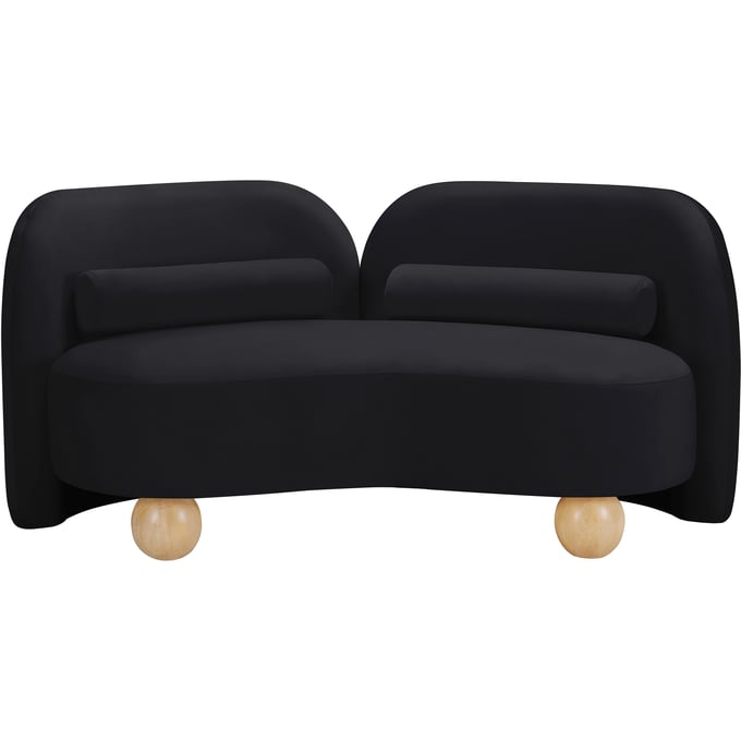 Meridian Furniture Daphne Black Velvet Natural Loveseat MRD-44002BLACK-L