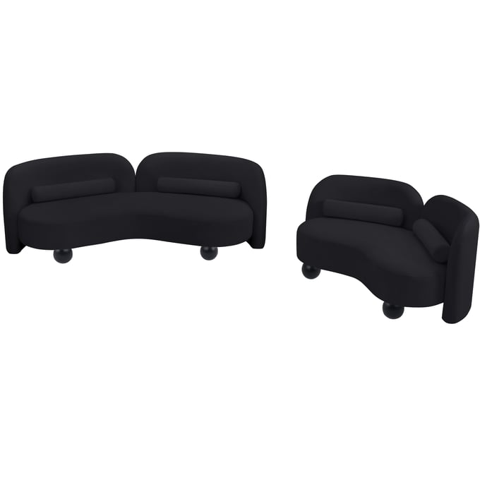 Meridian Furniture Daphne Black Velvet Natural 2pc Living Room Set MRD-44002BLACK-LR-S1