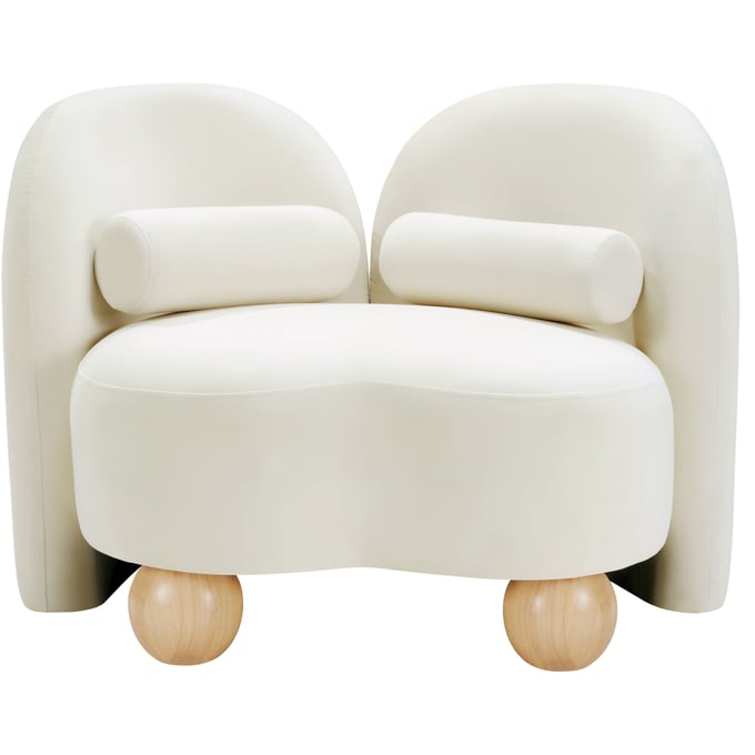 Meridian Furniture Daphne Cream Velvet Natural Chair MRD-44002CREAM-C