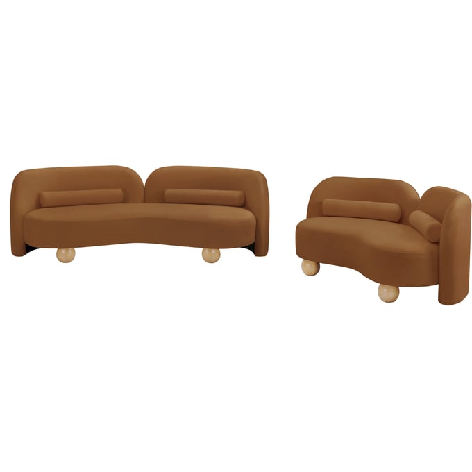 Meridian Furniture Daphne Saddle Velvet Natural 2pc Living Room Set MRD-44002SADDLE-LR-S1