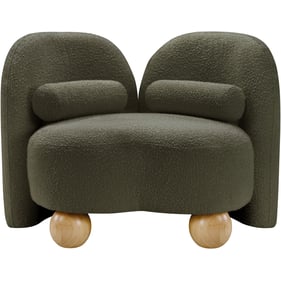 Meridian Furniture Daphne Olive Boucle Fabric Natural Chair