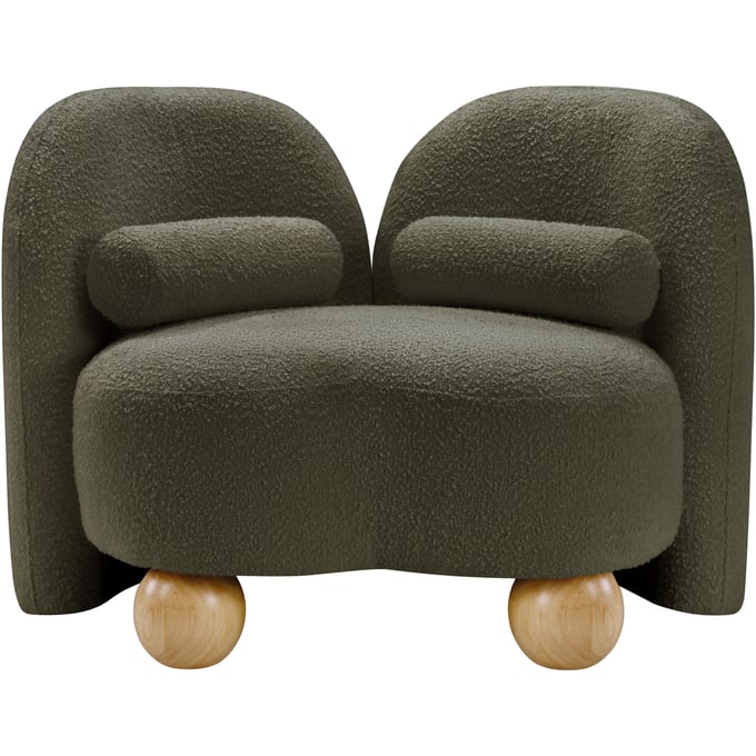 Meridian Furniture Daphne Olive Boucle Fabric Natural Chair MRD-44003OLIVE-C