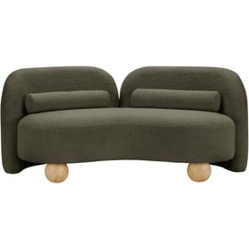 Meridian Furniture Daphne Olive Boucle Fabric Natural Loveseat