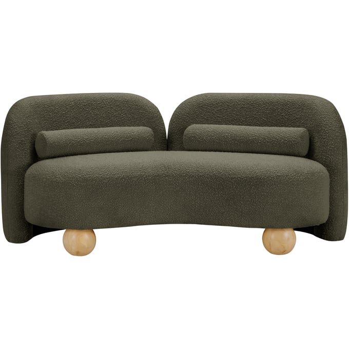 Meridian Furniture Daphne Olive Boucle Fabric Natural Loveseat MRD-44003OLIVE-L