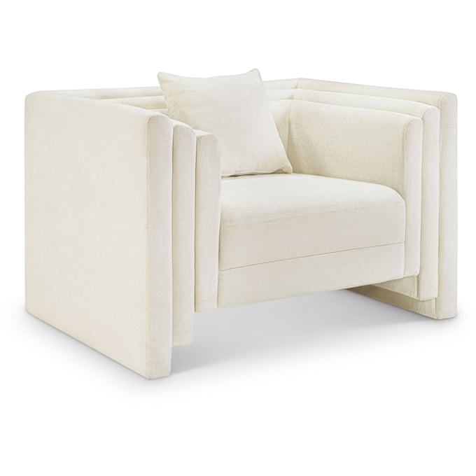 Meridian Furniture Everett Cream Chenille Fabric Chair MRD-44068CREAM-C