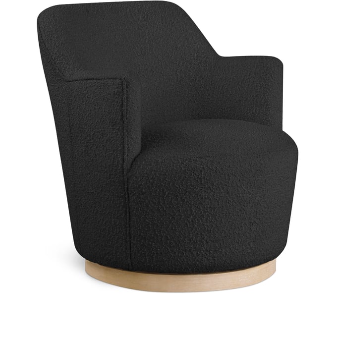 Meridian Furniture Clarita Black Boucle Fabric Swivel Accent Chair MRD-450BLACK