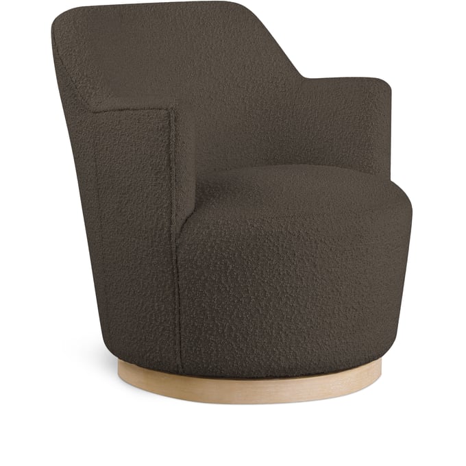 Meridian Furniture Clarita Brown Boucle Fabric Swivel Accent Chair MRD-450BROWN