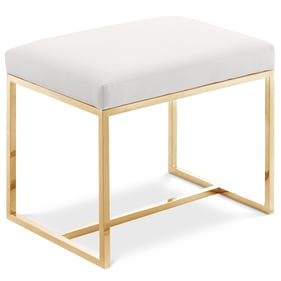 Meridian Furniture Monroe White Gold Ottoman Stool