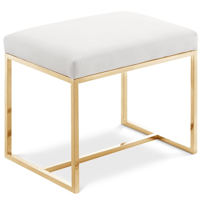 Meridian Furniture Monroe White Gold Ottoman Stool MRD-461White-C