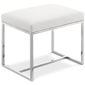 Meridian Furniture Monroe White Chrome Ottoman Stool