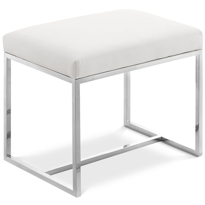 Meridian Furniture Monroe White Chrome Ottoman Stool MRD-462White-C