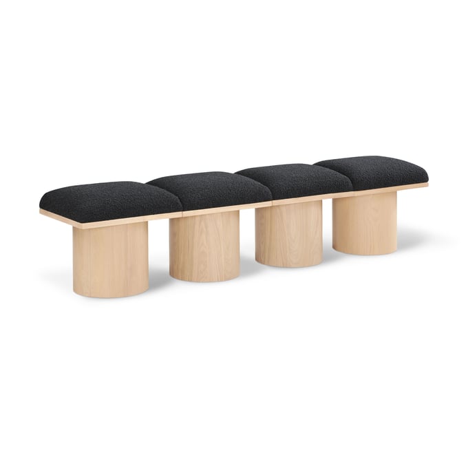 Meridian Furniture Pavilion Black Fabric Natural 72 Inch 4pc Bench MRD-465BLACK-4A