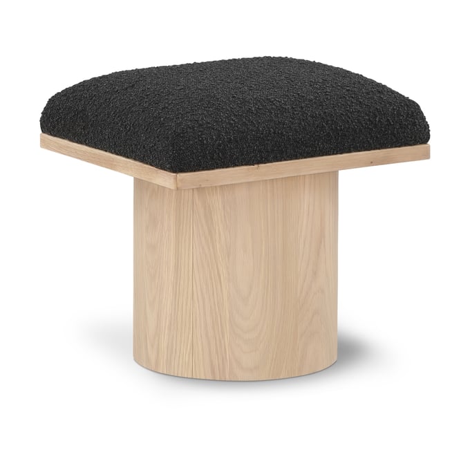 Meridian Furniture Pavilion Black Fabric Natural Bench Stool MRD-465BLACK-C