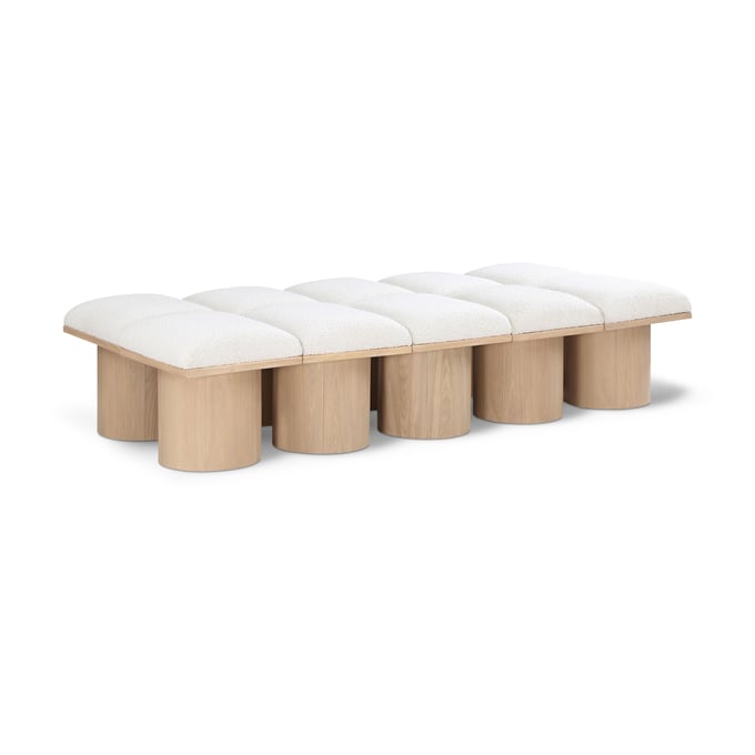 Meridian Furniture Pavilion Cream Fabric Natural 77 Inch 10pc Bench MRD-465CREAM-10D