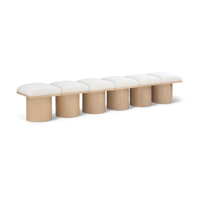 Meridian Furniture Pavilion Cream Fabric Natural 93 Inch 6pc Bench MRD-465CREAM-6B