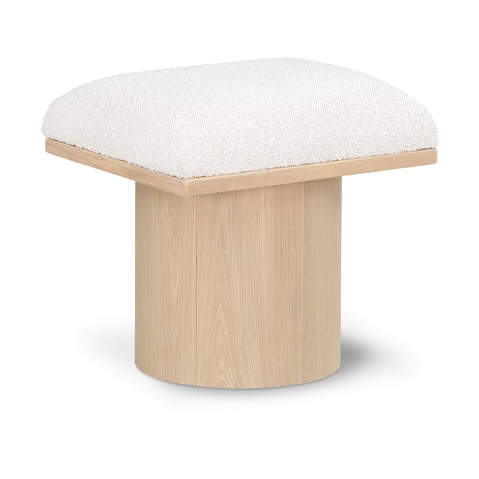 Meridian Furniture Pavilion Cream Fabric Natural Bench Stool MRD-465CREAM-C