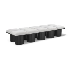 Meridian Furniture Pavilion Cream Fabric Black 10pc Bench