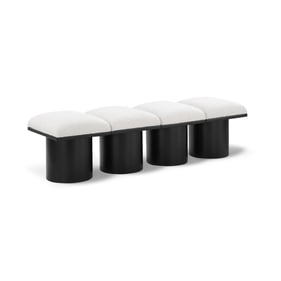 Meridian Furniture Pavilion Cream Fabric Black 62 Inch 4pc Bench