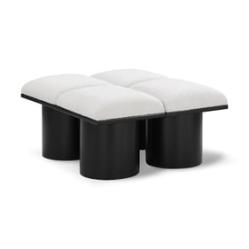 Meridian Furniture Pavilion Cream Fabric Black 4pc Bench