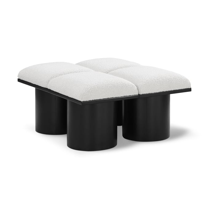 Meridian Furniture Pavilion Cream Fabric Black 4pc Bench MRD-466CREAM-4D