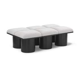 Meridian Furniture Pavilion Cream Fabric Black 54 Inch 6pc Bench