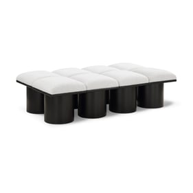 Meridian Furniture Pavilion Cream Fabric Black 62 Inch 8pc Bench