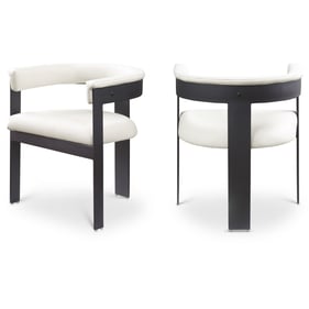 2 Meridian Furniture Romeo Cream Leather Black Dining Chairs