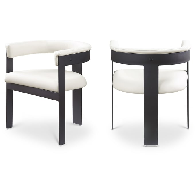 2 Meridian Furniture Romeo Cream Leather Black Dining Chairs MRD-470CREAM-C