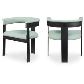 2 Meridian Furniture Romeo Mint Green Leather Black Dining Chairs