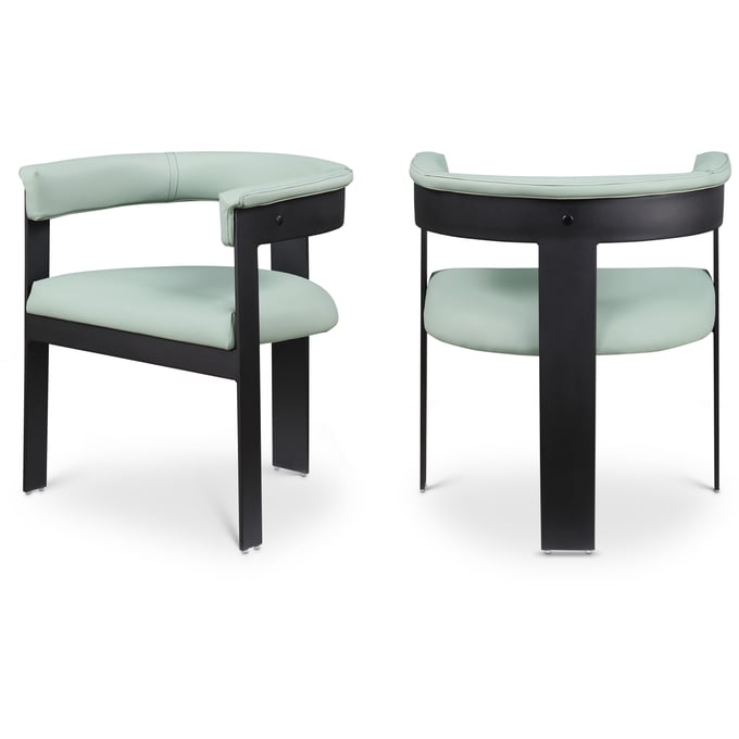 2 Meridian Furniture Romeo Mint Green Leather Black Dining Chairs MRD-470MINT-C