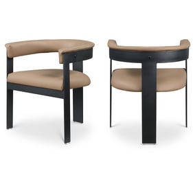 2 Meridian Furniture Romeo Tan Leather Black Dining Chairs