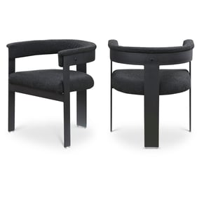 2 Meridian Furniture Romeo Black Boucle Fabric Dining Chairs