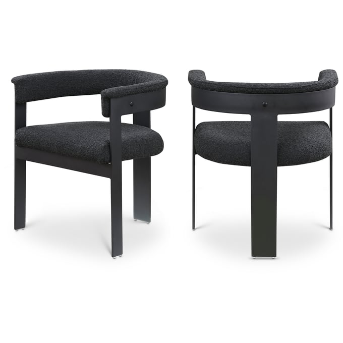 2 Meridian Furniture Romeo Black Boucle Fabric Dining Chairs MRD-471BLACK-C