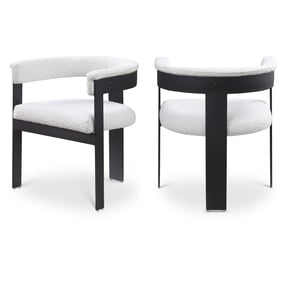 2 Meridian Furniture Romeo Cream Boucle Fabric Black Dining Chairs