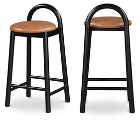 Meridian Furniture Calvin Cognac Vegan Leather Stool