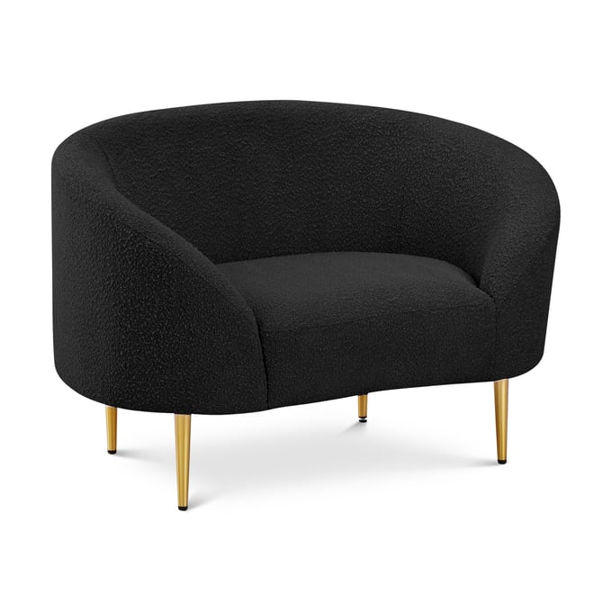 Meridian Furniture Ritz Black Boucle Fabric Gold Chair MRD-477BLACK-C