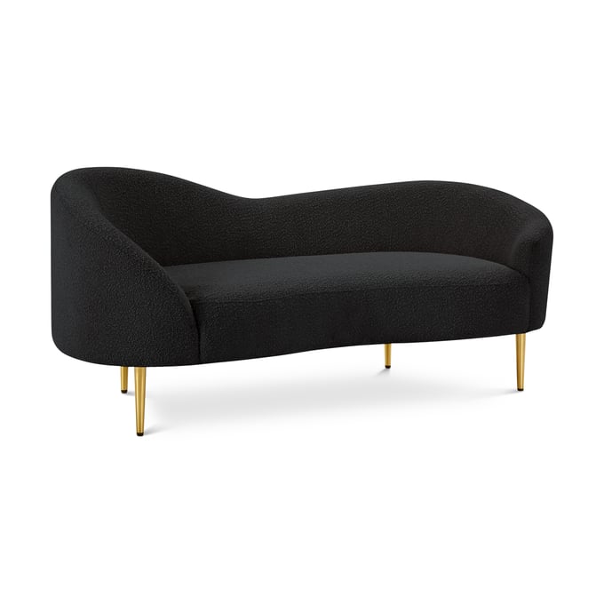 Meridian Furniture Ritz Black Boucle Fabric Gold Loveseat MRD-477BLACK-L