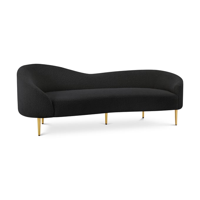 Meridian Furniture Ritz Black Boucle Fabric Gold Sofa MRD-477BLACK-S