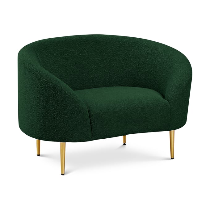 Meridian Furniture Ritz Green Boucle Fabric Gold Chair MRD-477GREEN-C