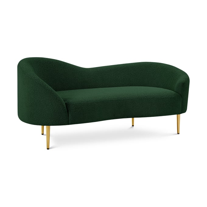 Meridian Furniture Ritz Green Boucle Fabric Gold Loveseat MRD-477GREEN-L