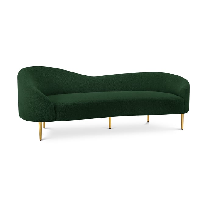 Meridian Furniture Ritz Green Boucle Fabric Gold Sofa MRD-477GREEN-S