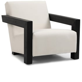 Meridian Furniture Ward Cream Textured Fabric Black Accent Chair