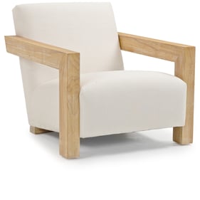 Meridian Furniture Ward Cream Textured Fabric Natural Accent Chair