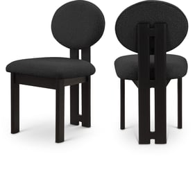 2 Meridian Furniture Napa Black Boucle Fabric Dining Chairs