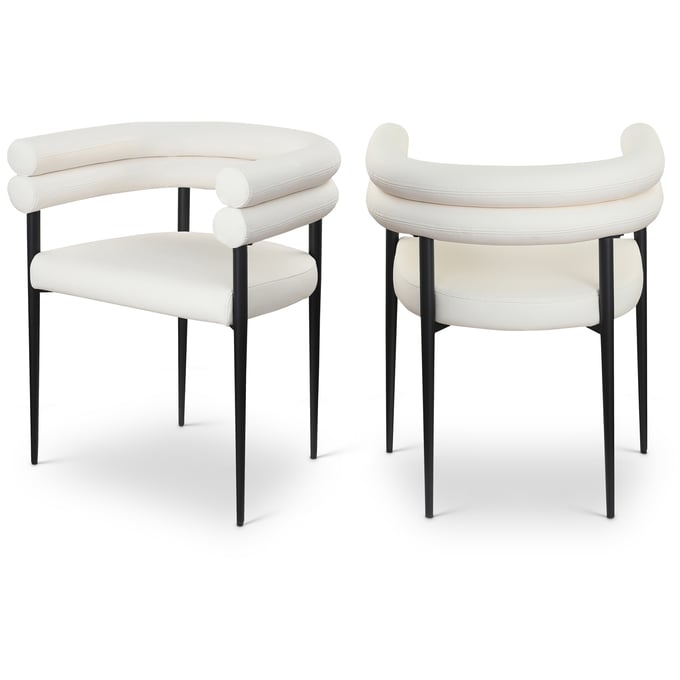 2 Meridian Furniture Lavina Cream Vegan Leather Black Dining Chairs MRD-509CREAM-C