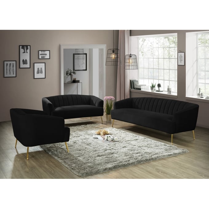 Meridian Furniture Tori Black 3pc Living Room Set MRD-657-LR-S1