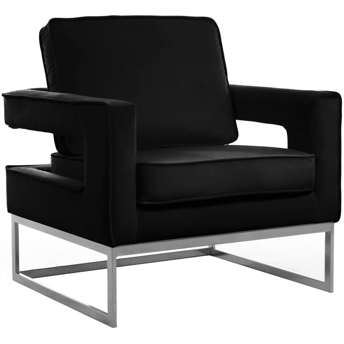 Design Edge Banana  Black Velvet Chrome Base Accent Chair DE-22250040