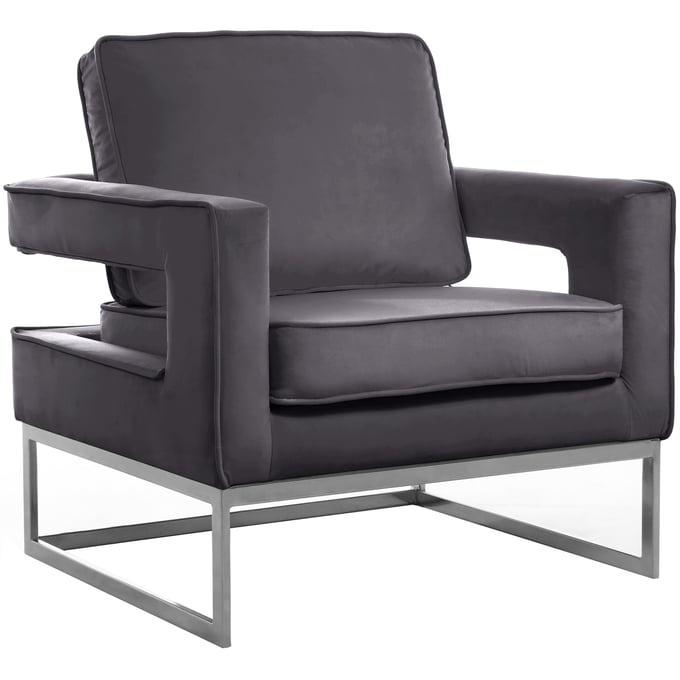 Design Edge Banana  Grey Velvet Chrome Base Accent Chair DE-22250050